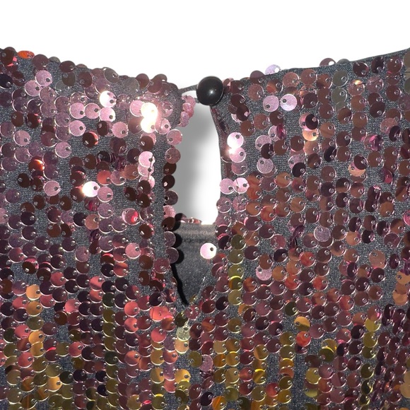 Boohoo Sequin Evening Dress in Gold and Brown Sz 14 - Picture 4 of 4